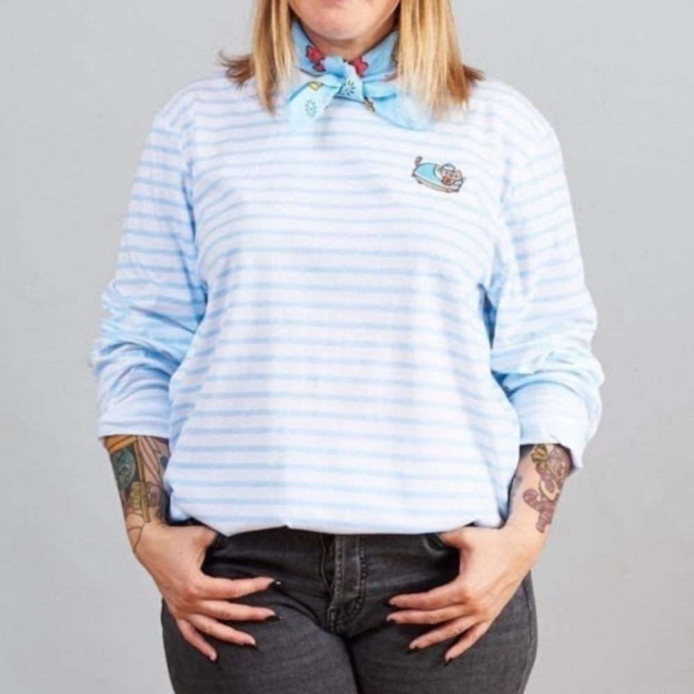 NWT✨ Pusheen Box Exclusive Striped Long Sleeve Shirt Sailor Cat Embroidery XL